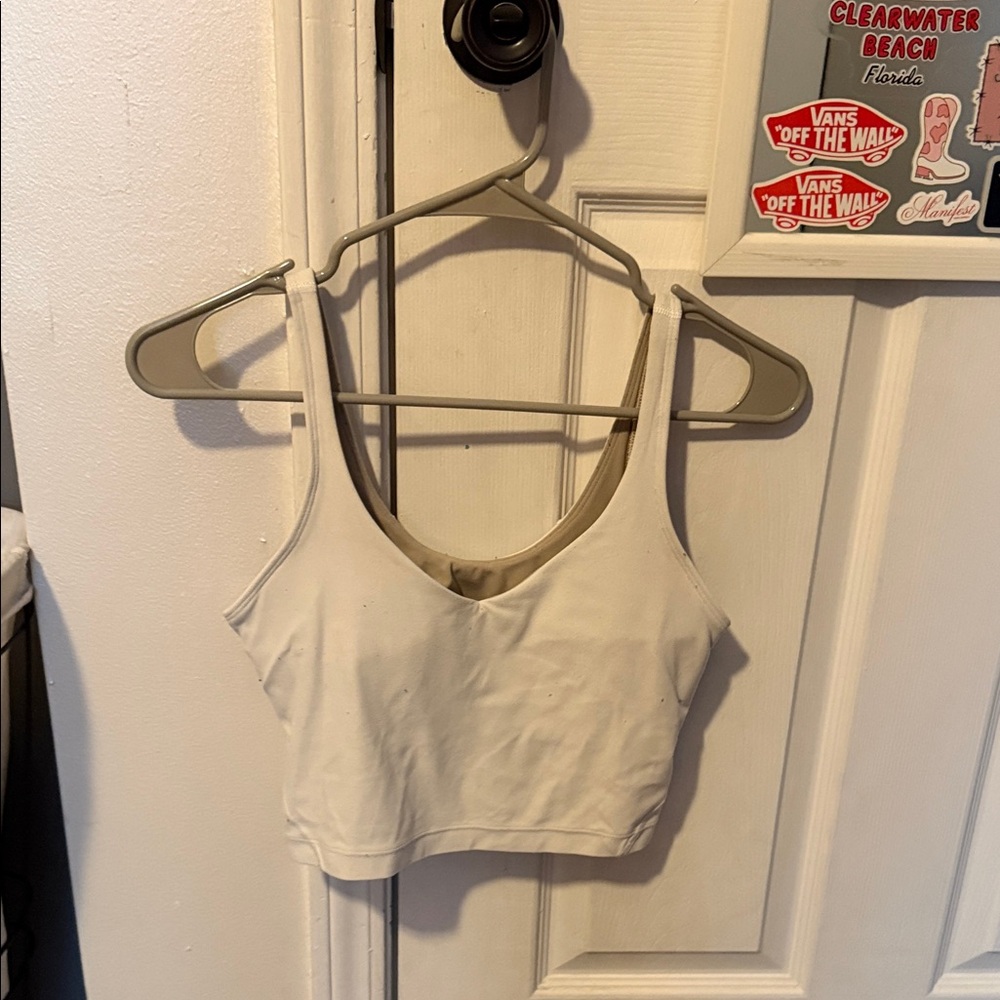 Lululemon White Cropped Tank Top